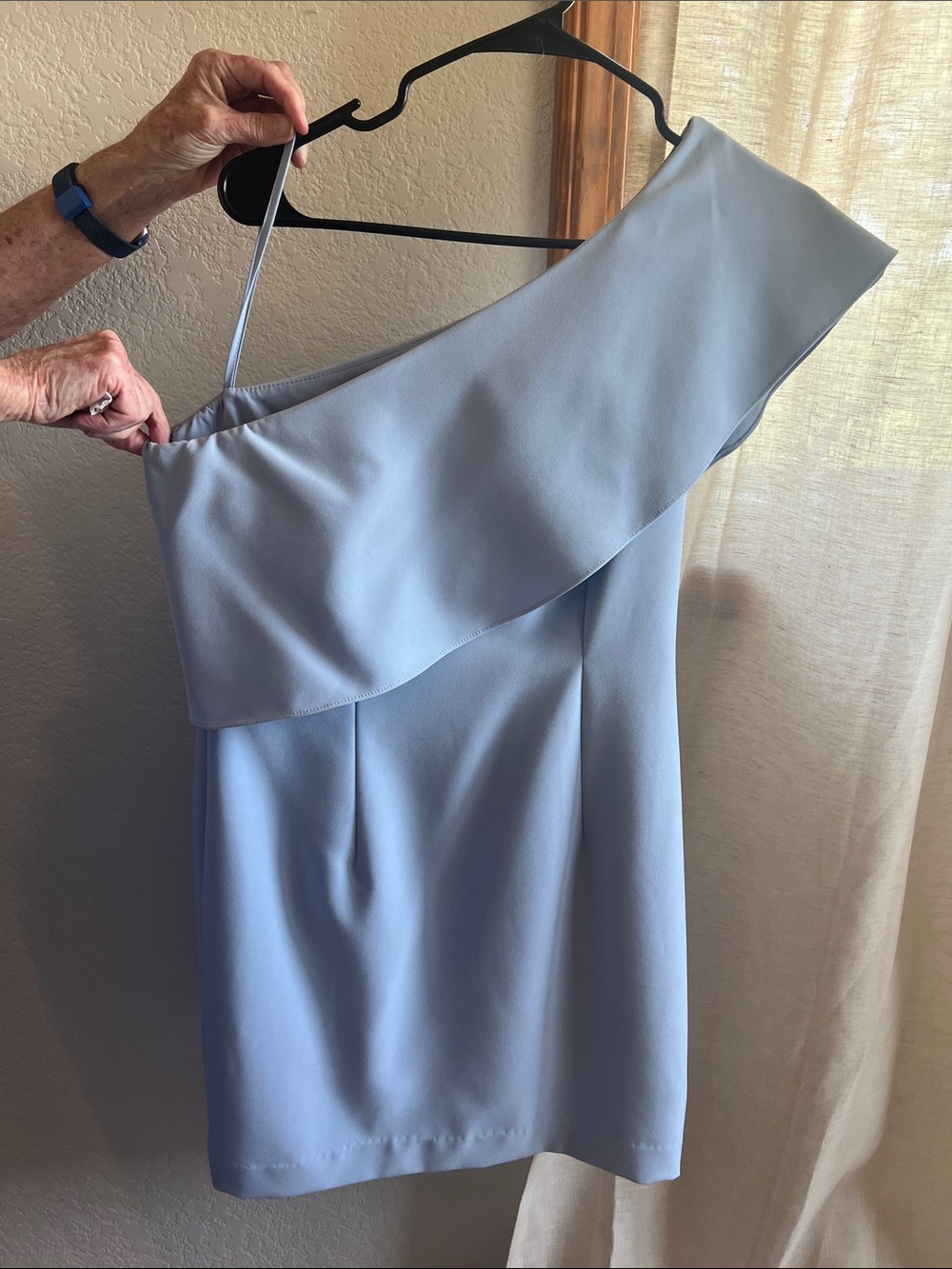 One-Shoulder Light Blue Women's Dress